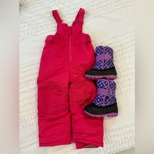Cat & Jack Snow Bib 2T + Kamik Snow Boot Size 7 Set